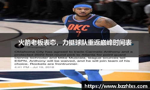 火箭老板表态，力挺球队重返巅峰时间表